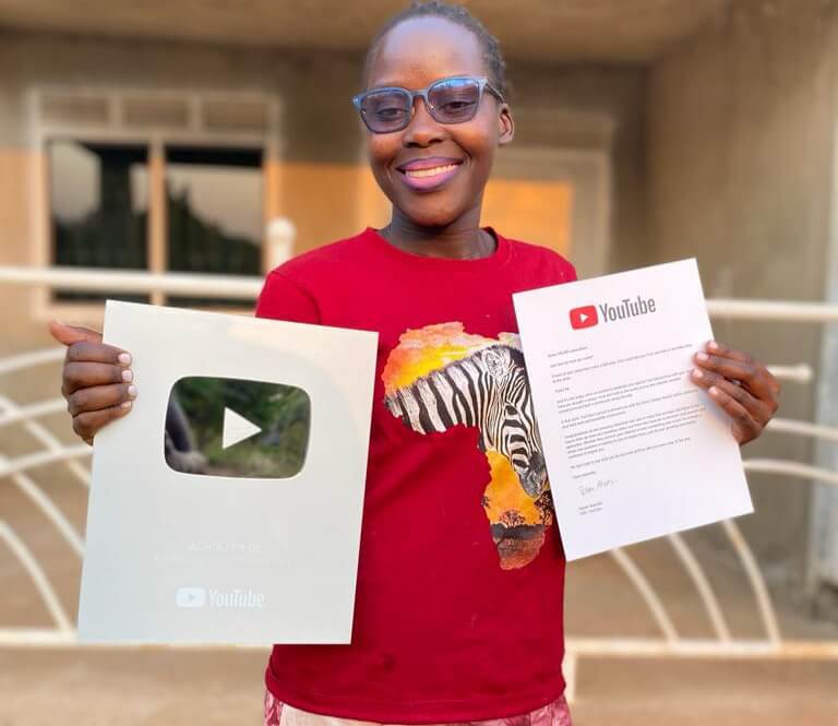 nowthendigital.com__Eunice Awaro receive YouTube silver play button (1)