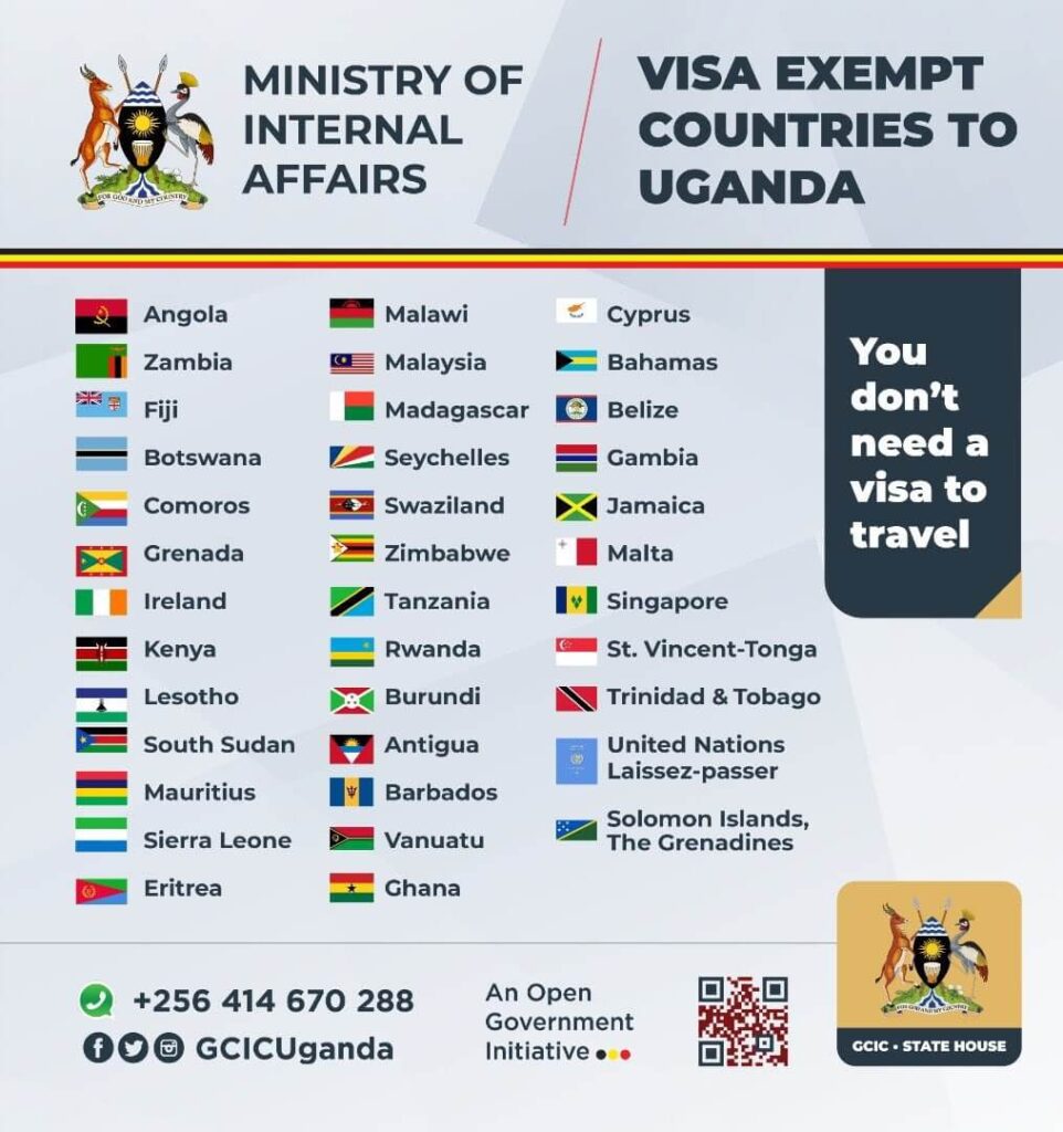 list visa exempt countries uganda
