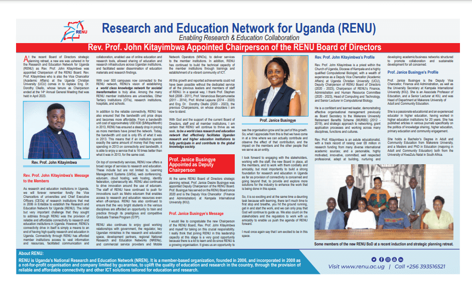 Kitayimbwa Appointed Chairperson of Research and Education Network Uganda