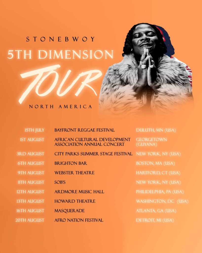 Stonebwoy 5th Dimension North American Tour Dates