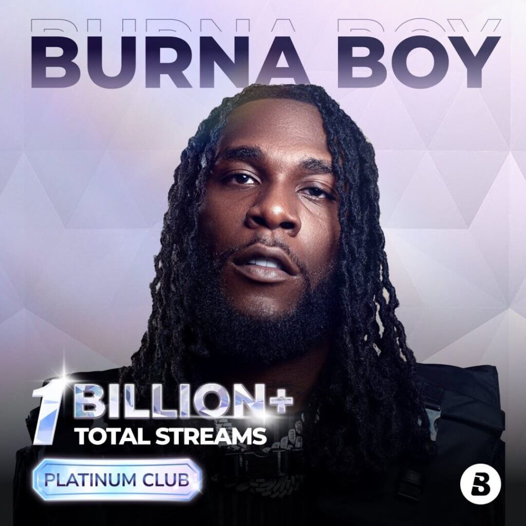 Burna Boy Surpasses 1 Billion Streams on Boomplay