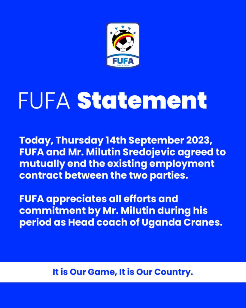 Uganda Cranes Coach Milutin Micho Sredojevic Sacked